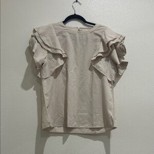 SHEIN Cream Ruffle Sleeve Blouse